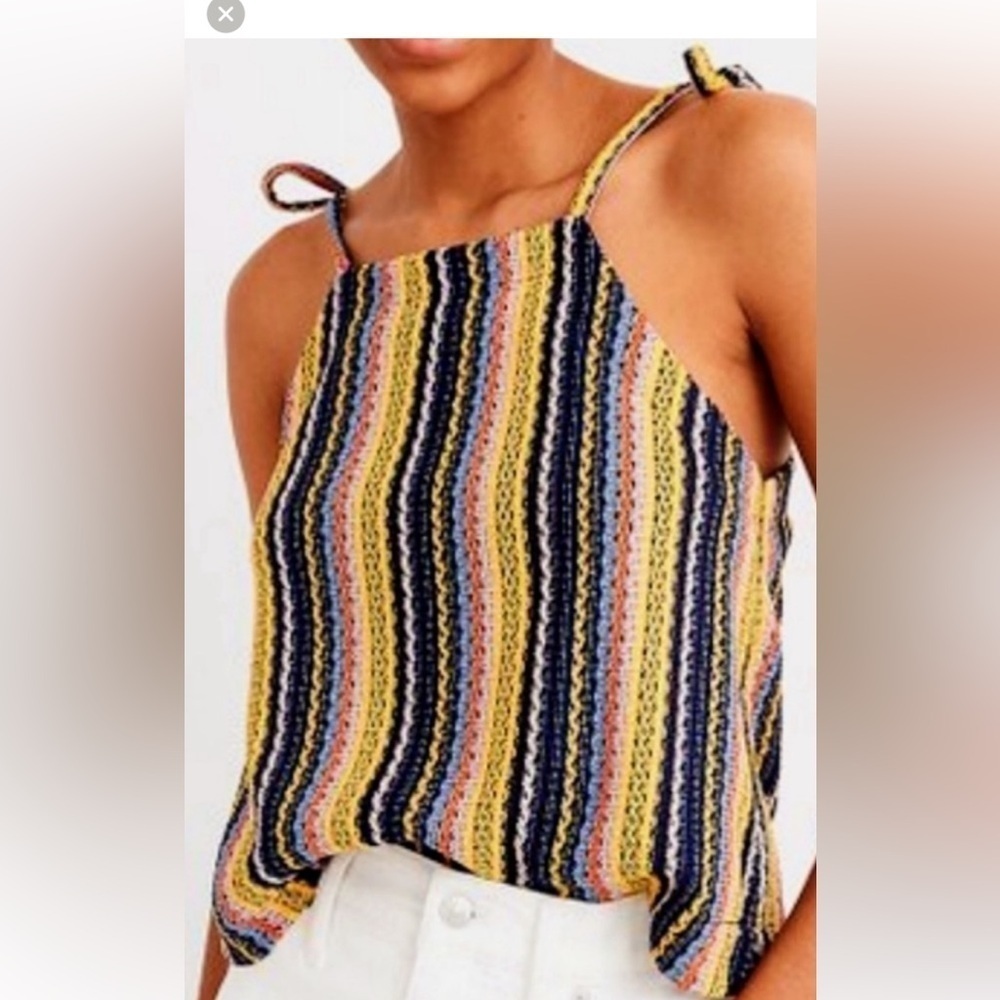 Madewell~Texture & Thread~Multi-Color Crochet Halter Top~Shoulder Ties~Size XL